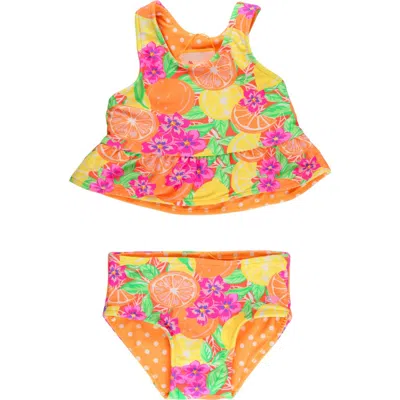 Rufflebutts Babies'  Kids' Neon Squeeze Reversible Two-piece Swimsuit In Yellow