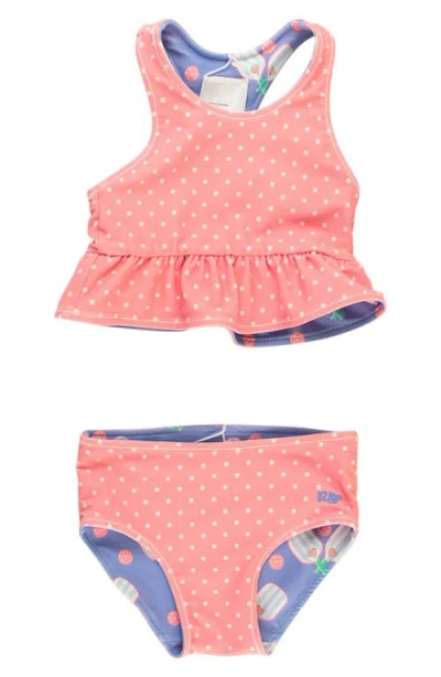 Rufflebutts Kids' Pickleball Playtime Reversible Two-piece Swimsuit In Pink