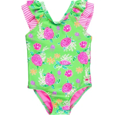 Rufflebutts Babies'  Kids' Ruffle Trim One-piece Swimsuit In Green