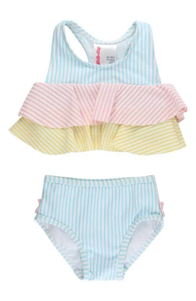 Rufflebutts Babies'  Kids' Seersucker Two-piece Swimsuit In Blue