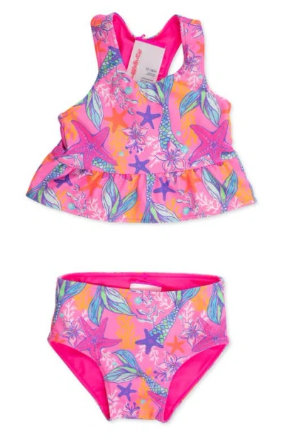 Rufflebutts Babies'  Kids' Shimmer Mermaid Reversible Two-piece Swimsuit In Multi