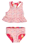 Rufflebutts Kids' Sweet Scoops Reversible Two-piece Swimsuit In Pink
