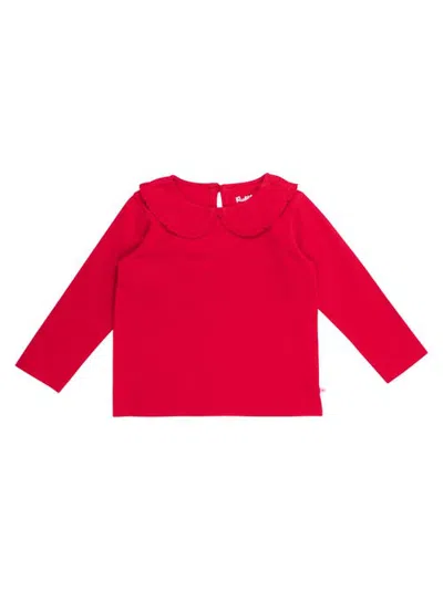 Rufflebutts Knit Long Sleeve Ruffle Peter Pan Tee (little Kid) In Red