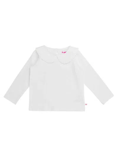 Rufflebutts Knit Long Sleeve Ruffle Peter Pan Tee (little Kid) In White