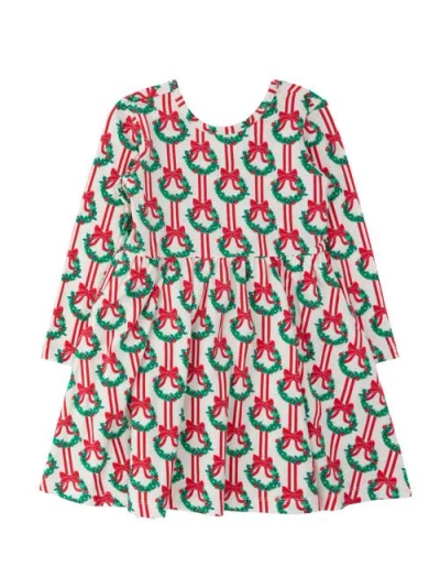 Rufflebutts Knit Long Sleeve Twirl Dress (little Kid)) In Red