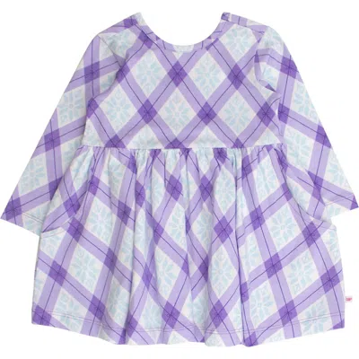 Rufflebutts Babies'  Knit Long Sleeve Twirl Dress In Purple