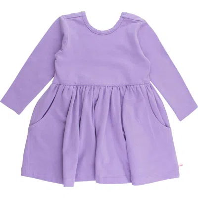 Rufflebutts Babies'  Knit Long Sleeve Twirl Dress In Purple