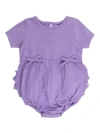 Rufflebutts Babies'  Knit Short Sleeve Bow Bubble Romper In Purple