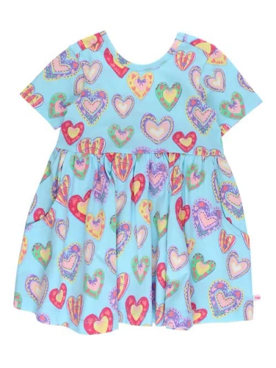 Rufflebutts Babies'  Knit Short Sleeve Twirl Dress In Blue