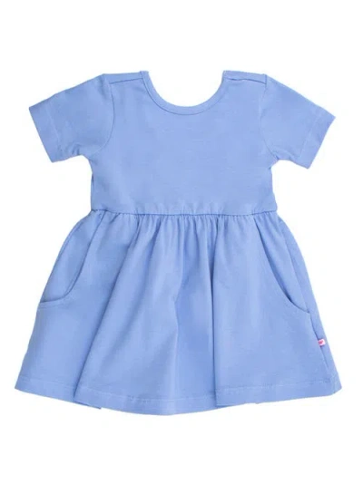 Rufflebutts Kids'  Knit Short Sleeve Twirl Dress In Blue
