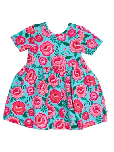 Rufflebutts Babies'  Knit Short Sleeve Twirl Dress In Multi