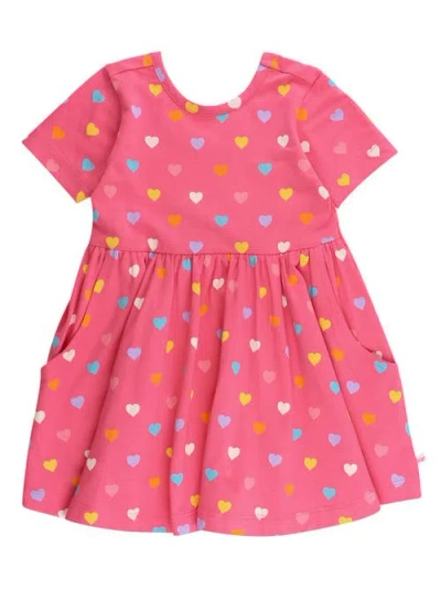 Rufflebutts Babies'  Knit Short Sleeve Twirl Dress In Pink