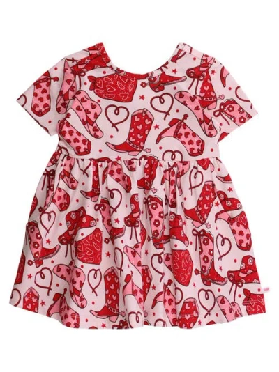 Rufflebutts Babies'  Knit Short Sleeve Twirl Dress In Pink