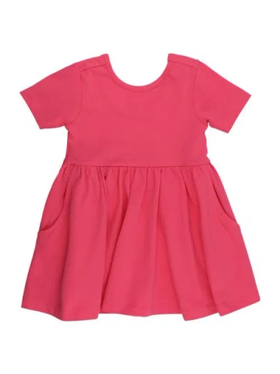 Rufflebutts Kids'  Knit Short Sleeve Twirl Dress In Pink