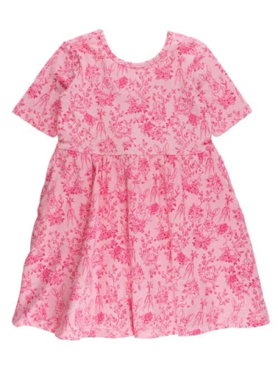 Rufflebutts Babies'  Knit Short Sleeve Twirl Dress In Pink