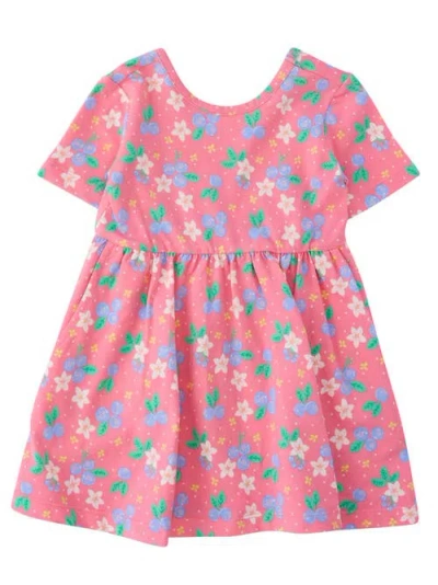 Rufflebutts Kids'  Knit Short Sleeve Twirl Dress In Pink