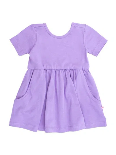 Rufflebutts Kids'  Knit Short Sleeve Twirl Dress In Purple