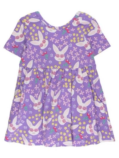 Rufflebutts Babies'  Knit Short Sleeve Twirl Dress In Purple