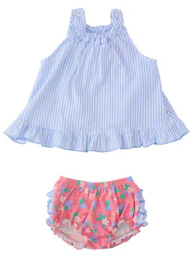 Rufflebutts Babies'  Knit Swing Top And Bloomer Set In Blue