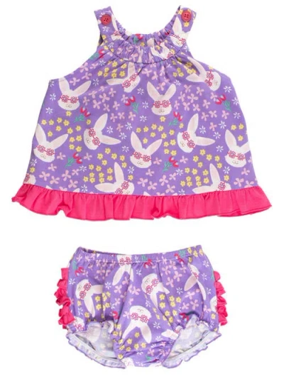 Rufflebutts Babies'  Knit Swing Top And Bloomer Set In Purple