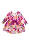 Rufflebutts Lavender Valley Long Sleeve Stretch Cotton Dress In Multi