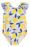 Rufflebutts Lemon Capri Ruffle One-piece Swimsuit In Multi