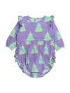 Rufflebutts Babies'  Long Sleeve Flutter Bubble Romper In Purple