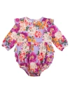 Rufflebutts Babies'  Long Sleeve Flutter Bubble Romper In Multi