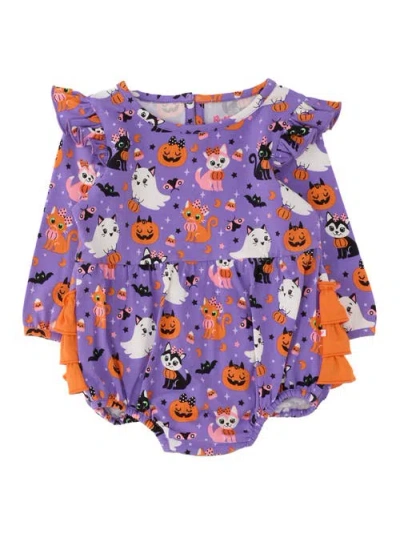 Rufflebutts Kids'  Long Sleeve Flutter Bubble Romper In Multi