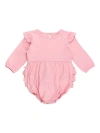 Rufflebutts Babies'  Long Sleeve Flutter Bubble Romper In Pink