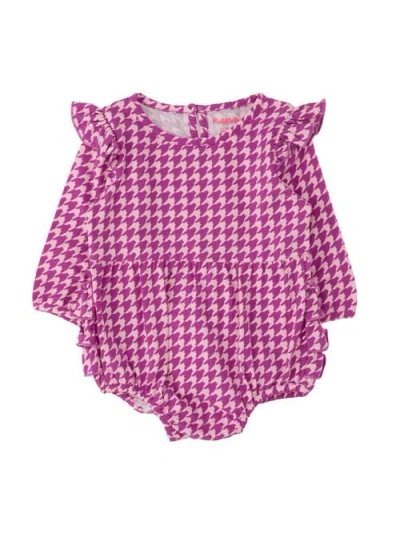 Rufflebutts Kids'  Long Sleeve Flutter Bubble Romper In Pink