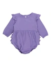 Rufflebutts Babies'  Long Sleeve Flutter Bubble Romper In Purple