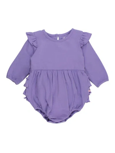 Rufflebutts Babies'  Long Sleeve Flutter Bubble Romper In Purple