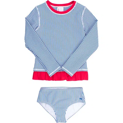 Rufflebutts Kids'  Long Sleeve Rash Guard 2-piece Bikini Swimsuit In Blue
