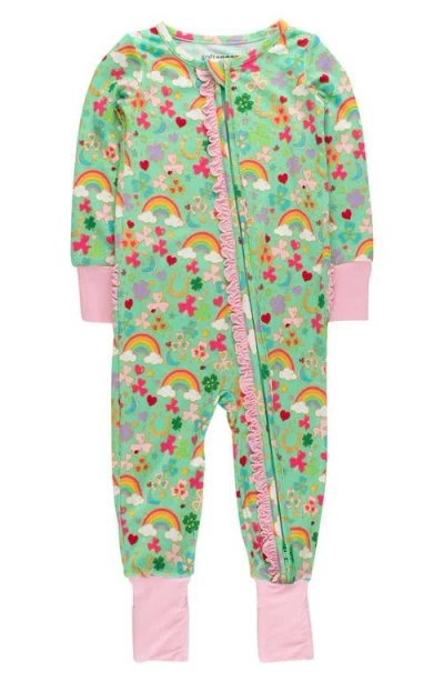 Rufflebutts Babies'  Lucky Day Print Ruffle Convertible Romper In White