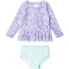 Rufflebutts Magical Mermaid Two-piece Rashguard Swimsuit In Purple