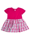 Rufflebutts Babies'  Mixed Media Short Sleeve Tiered Dress In Red