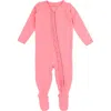 Rufflebutts Modal Blend Baby Girls Ruffle One Piece Footie Pajamas In Bubblegum Pink
