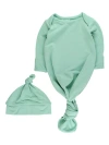 Rufflebutts Modal Blend Knotted Sleep Gown & Hat Set In Green