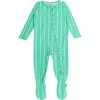 Rufflebutts Kids'  Modal Blend One Piece Footie Pajamas In Green
