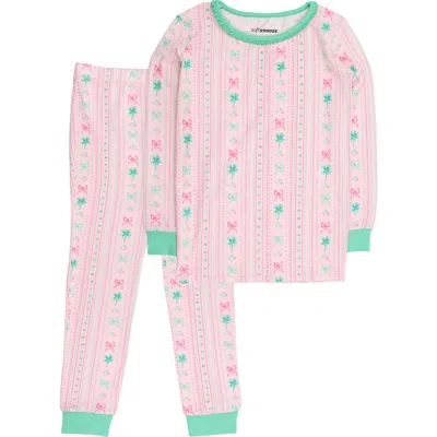 Rufflebutts Kids'  Modal Blend Ruffle Long Sleeve Pajama Set In Pink