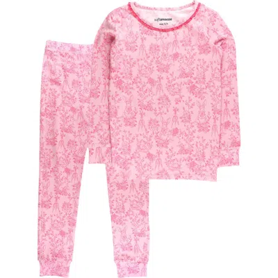 Rufflebutts Kids'  Modal Blend Ruffle Long Sleeve Pajama Set In Pink