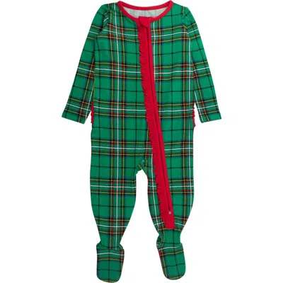 Rufflebutts Babies'  Modal Blend Ruffle One Piece Footie Pajamas In Green