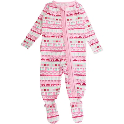 Rufflebutts Babies'  Modal Blend Ruffle One Piece Footie Pajamas In Pink