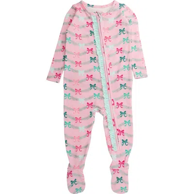Rufflebutts Babies'  Modal Blend Ruffle One Piece Footie Pajamas In Pink
