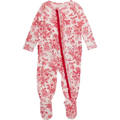 Rufflebutts Babies'  Modal Blend Ruffle One Piece Footie Pajamas In Red
