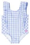 Rufflebutts Periwinkle Blue Gingham One-piece Swimsuit In Blue