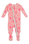 Rufflebutts Pink Pines Ruffle Convertible Zip Footie In Pink