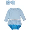 Rufflebutts Princess One-piece Rashguard Swimsuit & Bow Head Wrap Set