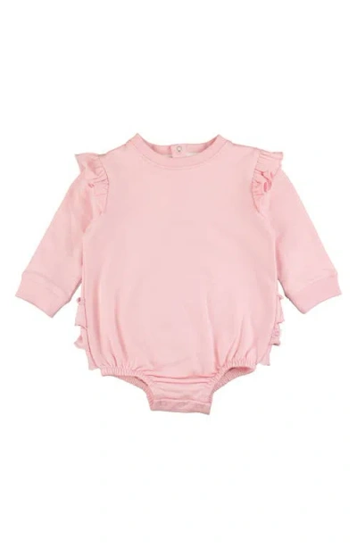 Rufflebutts Babies'  Ruffle Cotton Sweatshirt Bubble Romper In Pink